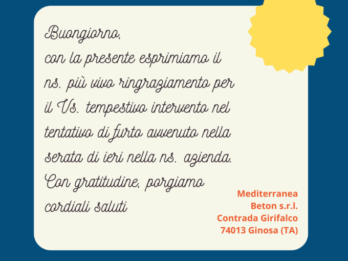 GINOSA (TA) - LADRI IN FUGA ALL'ARRIVO DELLE PATTUGLIE